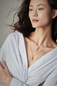 Unisex Duo Cross Necklace