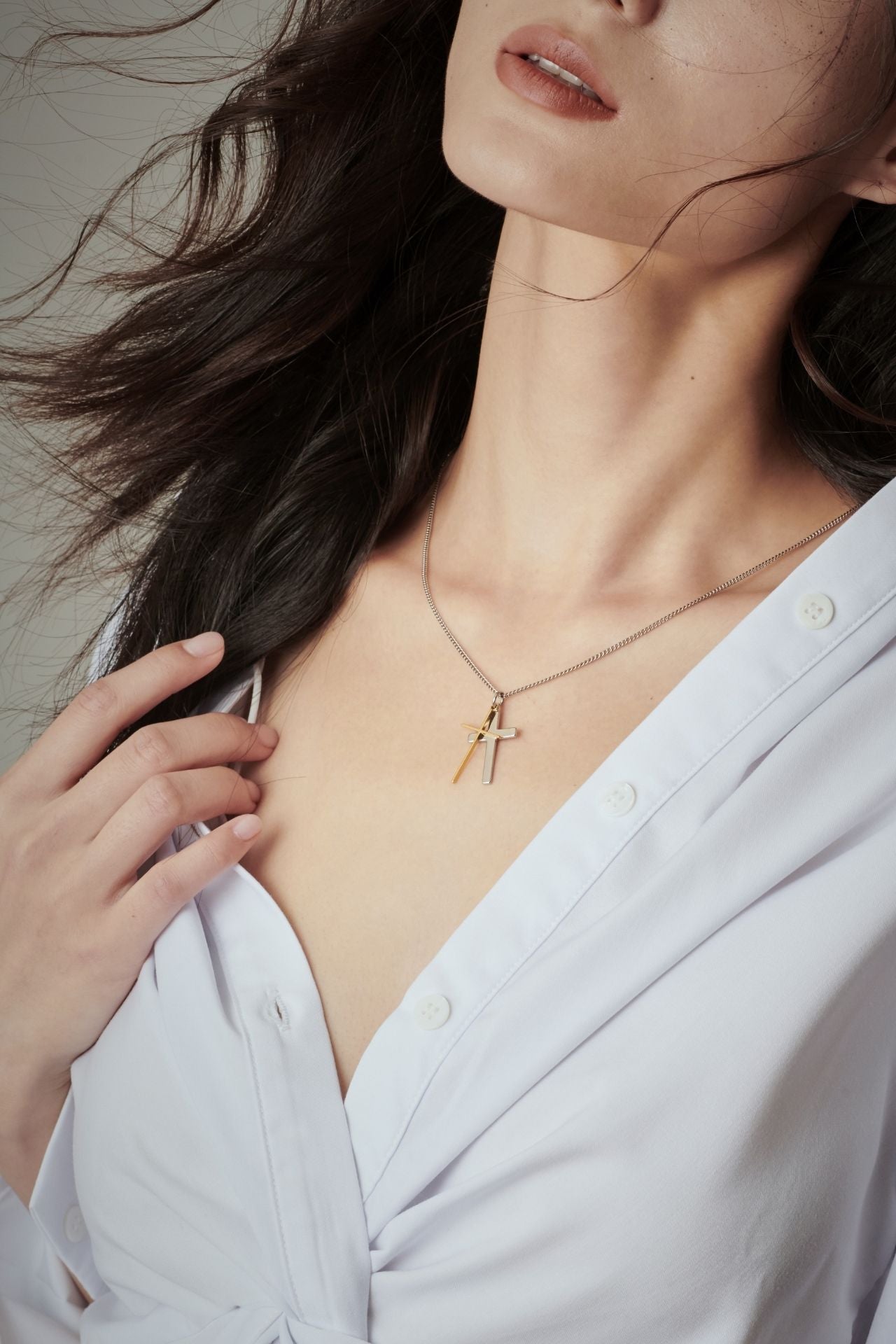 Unisex Duo Cross Necklace