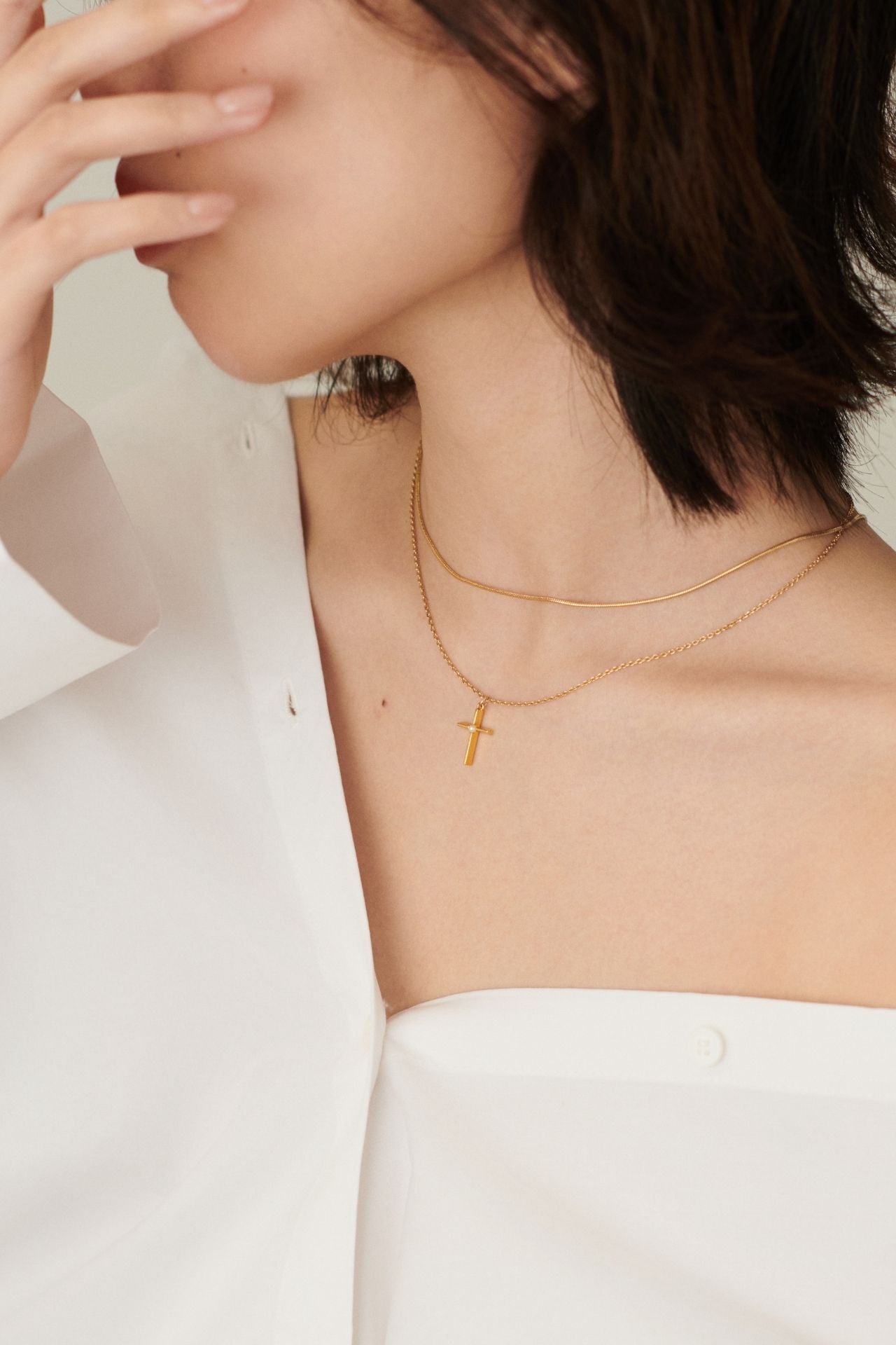 Cross with Pearl Necklace